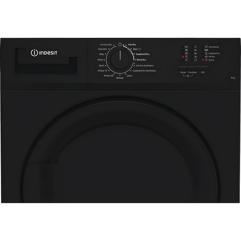 Indesit C YD C82 BBGL UK - Black 8KG Condenser Tumble Dryer - B Energy Rated