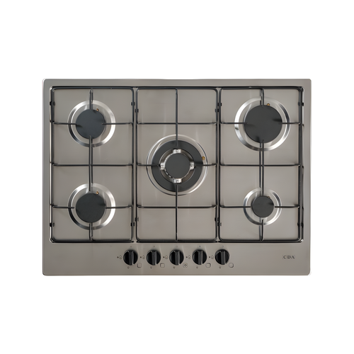 CDA SCG070SS - Stainless Steel 70cm Gas Hob - 5 Burners with Triple Wok Burner