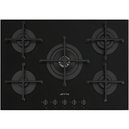 Smeg PV275B - Black 72cm Gas Hob - 5 Burners - Glass Surface
