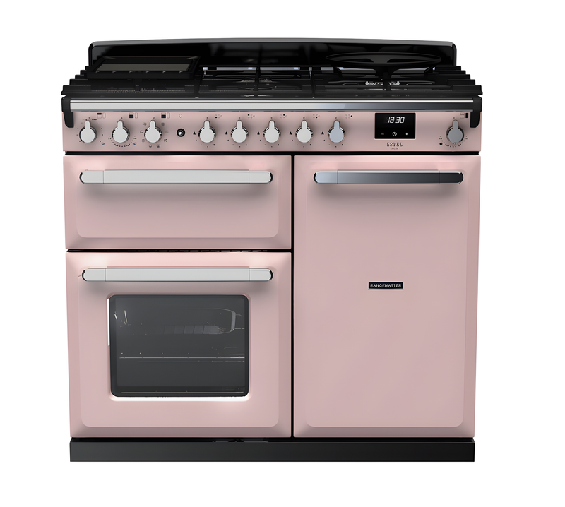 Rangemaster ESDL100DFPPPK/CM1 Estel Deluxe 100cm Dual Fuel Pale Pink/Chrome
