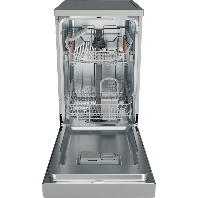 Hotpoint HP2FE10CS90SUK - Silver 10 Place Setting Slimline Dishwasher - 49dB - E Energy Rating
