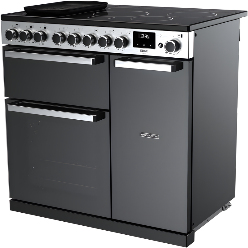 Rangemaster EDDL90EIGBLK/CM1 Edge Deluxe 90cm Induction Black Glass/Chrome