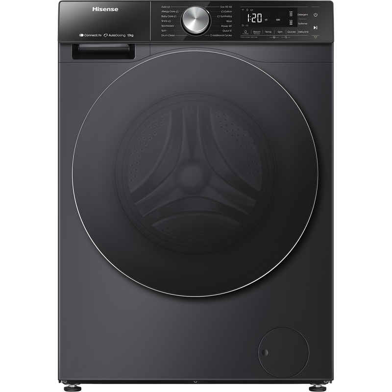 Hisense WF5S1245BB - Black 12KG Washing Machine - 1400 RPM - A energy