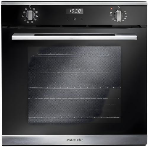 Rangemaster RMB6010BL/SS - Black Glass/Stainless Steel Single Oven - 69L - A Rated
