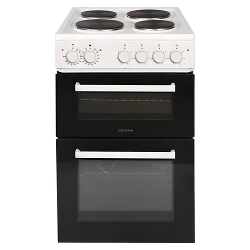 Statesman TE050SPW - White Twin Cavity Electric Cooker - 4 Zones - 50 cm Wide