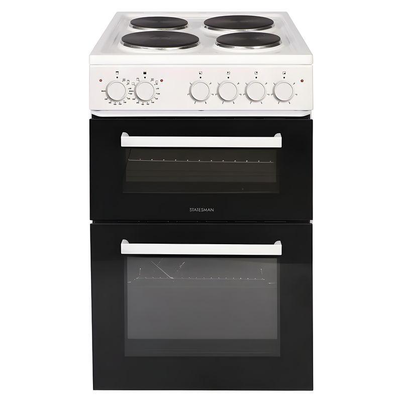 Statesman TE050SPW - White Twin Cavity Electric Cooker - 4 Zones - 50 cm Wide