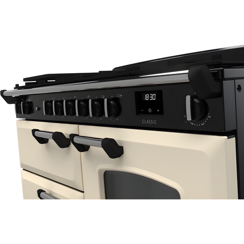 Rangemaster CLO110DFPPCR/CM1 - Pale Cream 110cm Dual Fuel Range Cooker - 6 Zone Gas Hob - A Energy