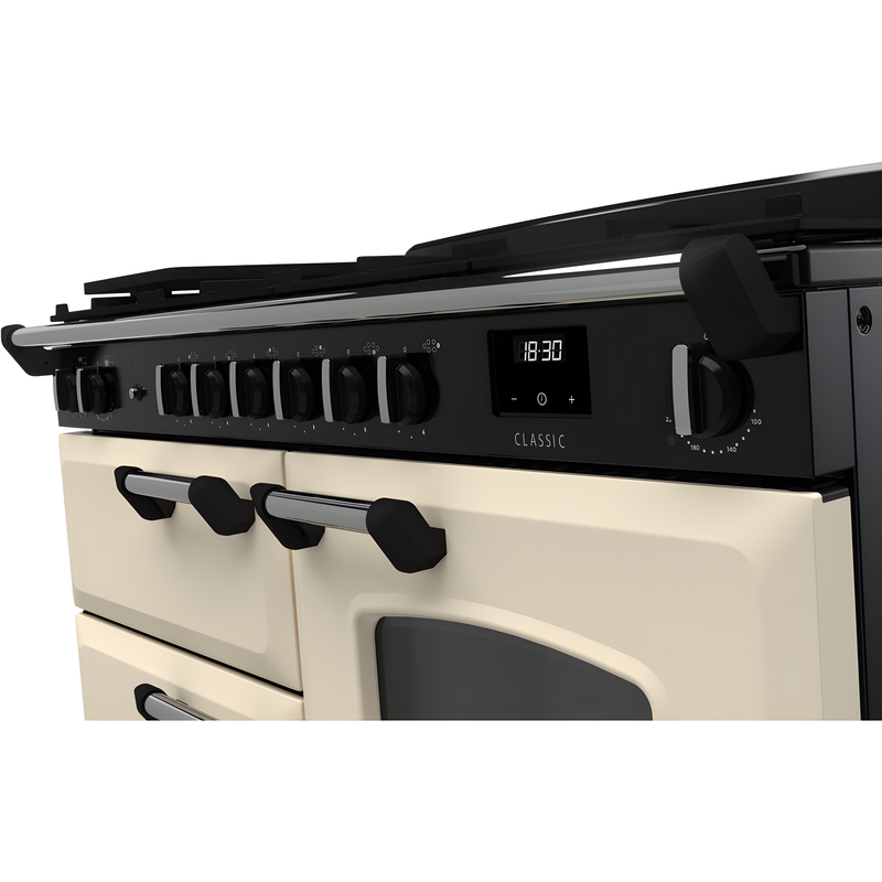 Rangemaster CLO110DFPPCR/CM1 - Pale Cream 110cm Dual Fuel Range Cooker - 6 Zone Gas Hob - A Energy