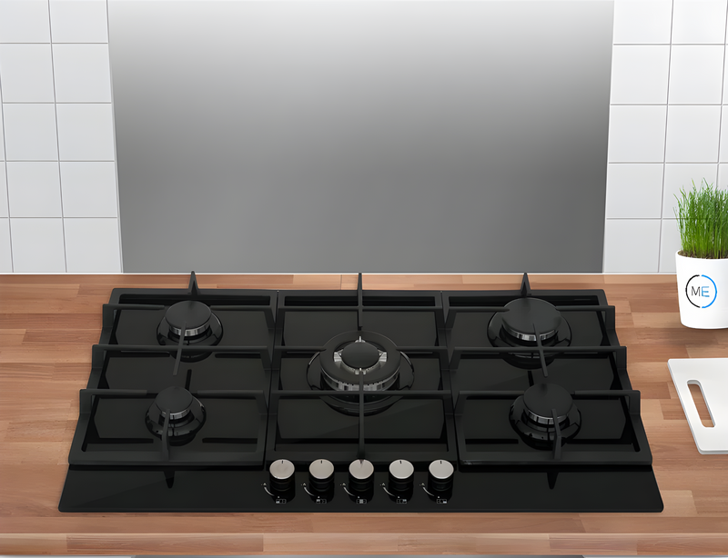 Cata UBGOG901BK - 90 cm Black 5 Zone Gas Hob