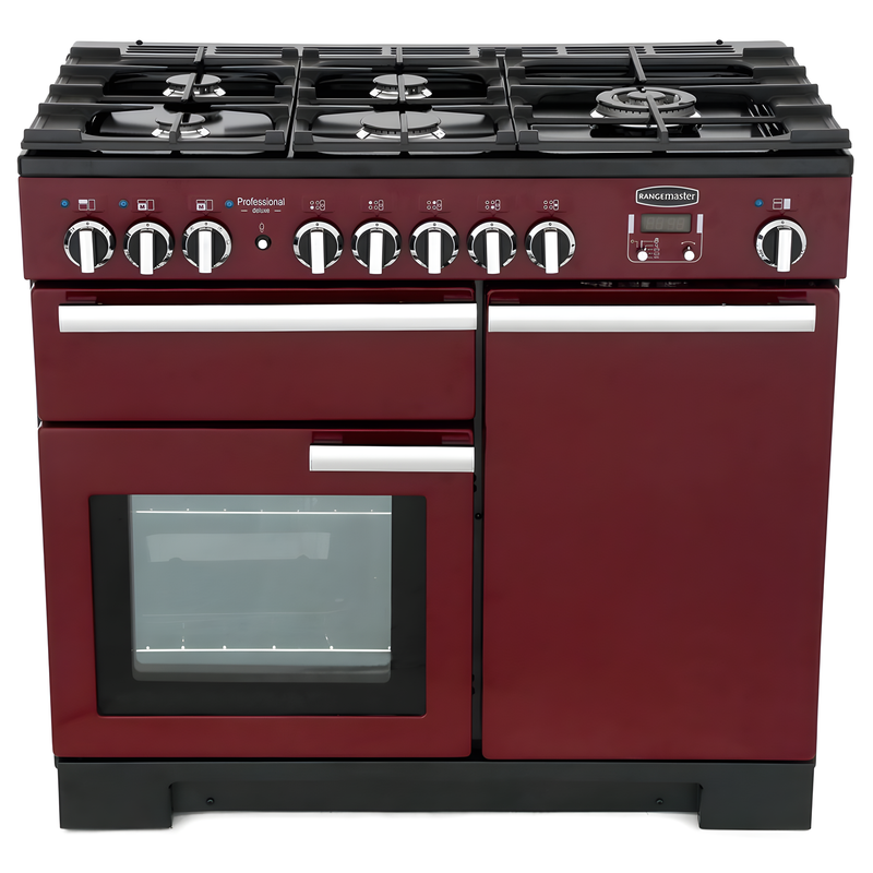 Rangemaster PDL100DFFCY/C - Cranberry Red Dual Fuel Range Cooker - 150L - A Rated