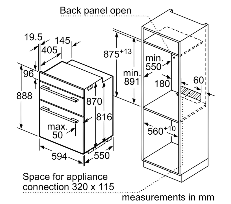 Bosch MHA133BR0B Built In Double Oven-Stainless Steel - A rated