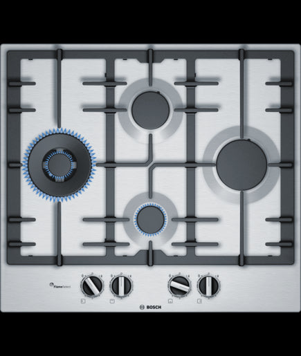 Bosch PCI6A5B90 - Stainless steel 4 Zone Gas Hob