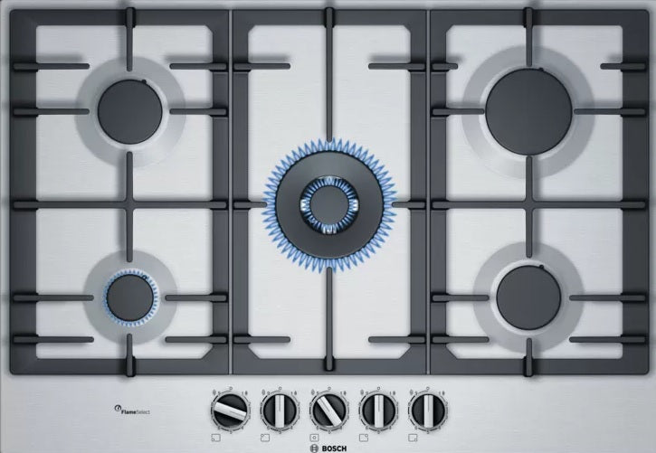 Bosch Series 6 PCQ7A5B90 - Stainless steel 5 Zone Gas Hob - Display