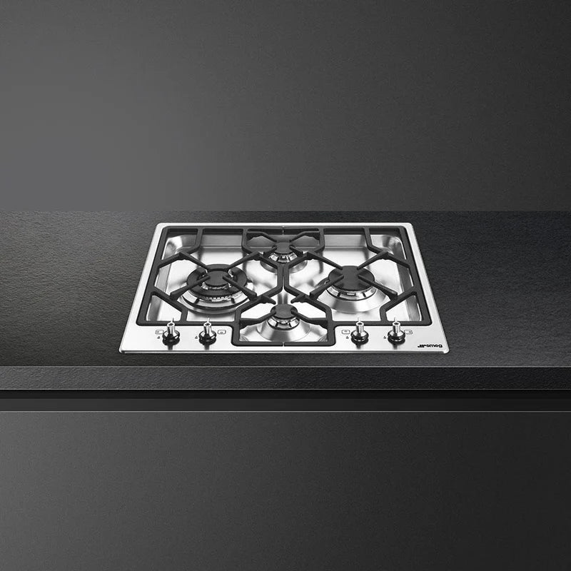 Smeg PGF64-4 - Stainless Steel 4 Burner Gas Hob - 62cm
