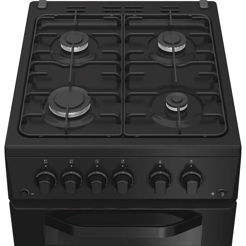 Hotpoint HTG5GCB - Black Gas Cooker - 59L Double Cavity - A+ Energy