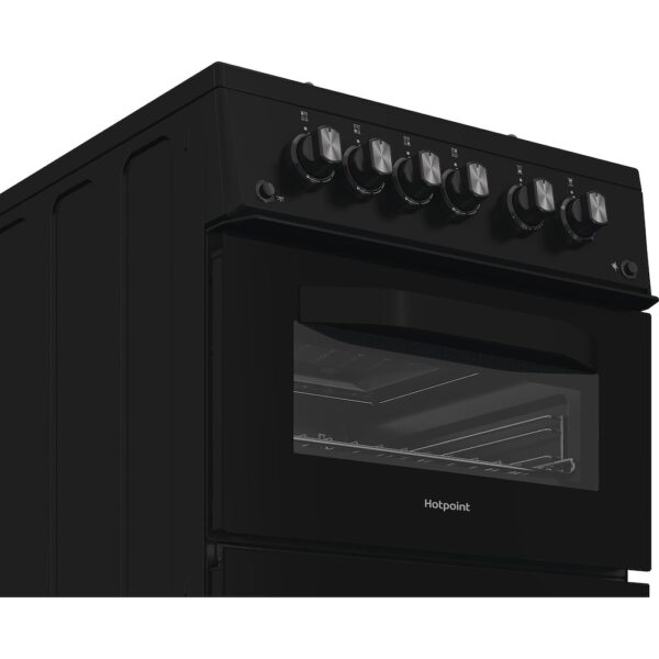 Hotpoint HDG5GCB - Black 50cm Gas Double Cooker - 59L - A+ Energy