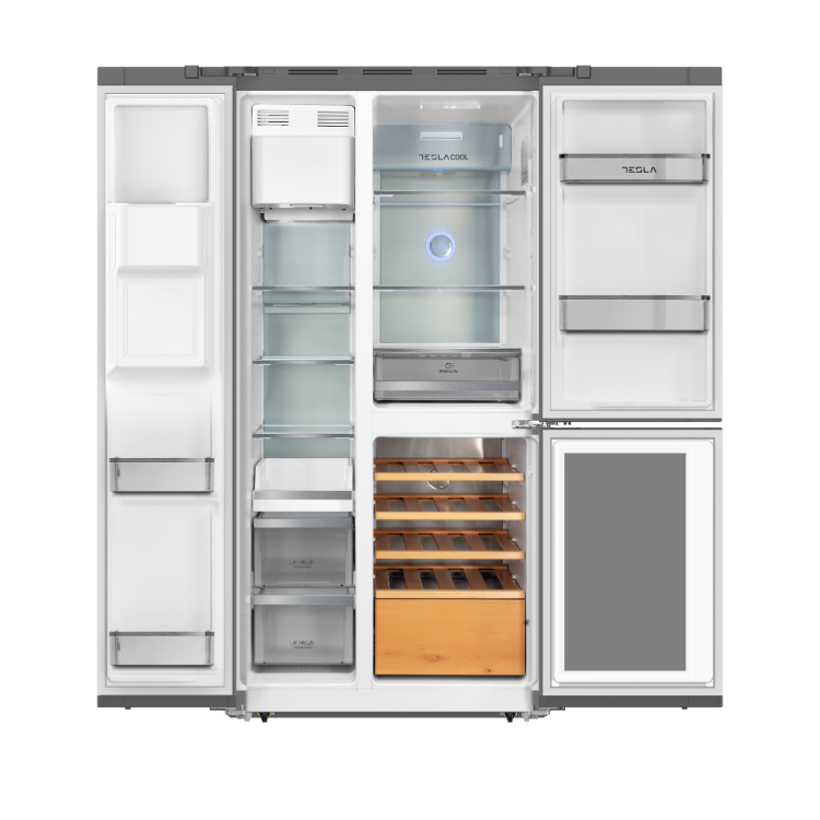 Tesla T530TDBG - Black American Fridge Freezer - 529L - E Energy Rating