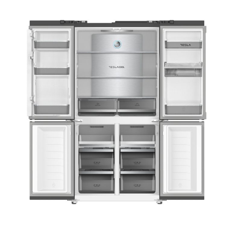 Tesla T560FDB - Black American Fridge Freezer - 560L - E Energy Rating