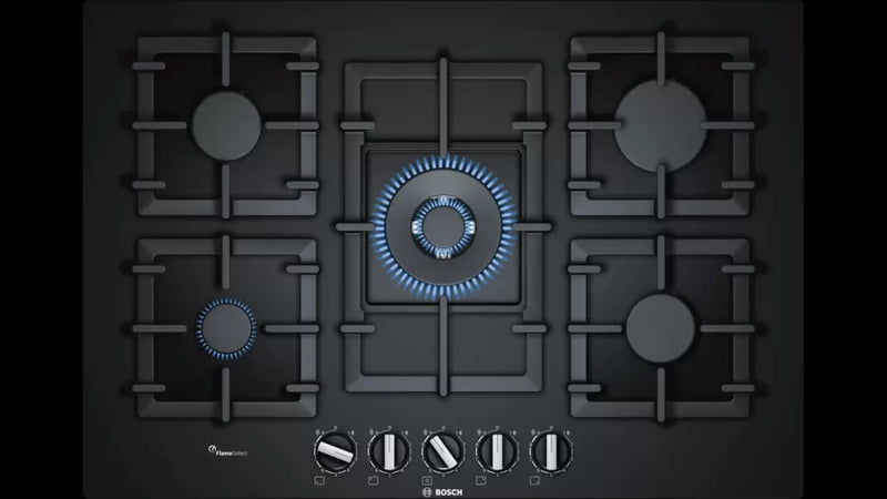 Bosch PPQ7A6B90 - Black 5 Zone Gas Hob