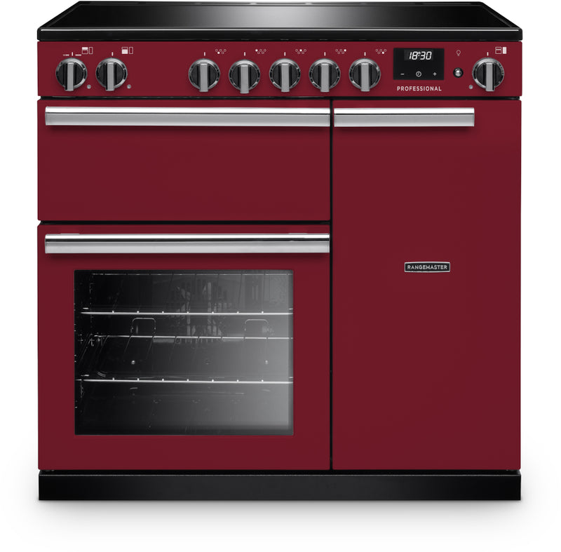 Rangemaster PR90EIPBOR/CM1 - Red 90cm Induction Range Cooker - 5 Cooking Zones