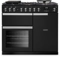 Rangemaster PRDL100DFPCBL/CM1 - Black 162L Dual Fuel Range Cooker - 5 Zones - A Energy