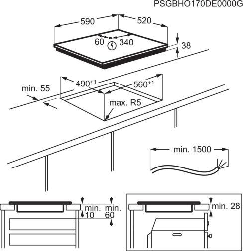 AEG HRX64300CB - Black 4 Zone Induction Hob