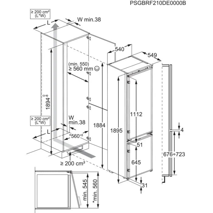 AEG NSC8M192DS - White Integrated Fridge Freezer - 207L/62L - D Energy