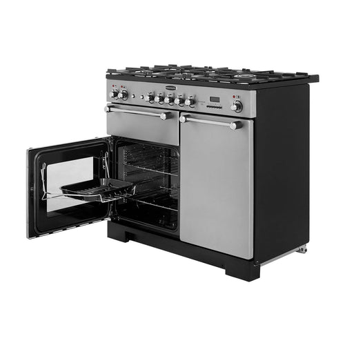 Rangemaster Kitchener KCH100DFFSS/C 100cm stainless steel and chrome dual fuel range cooker