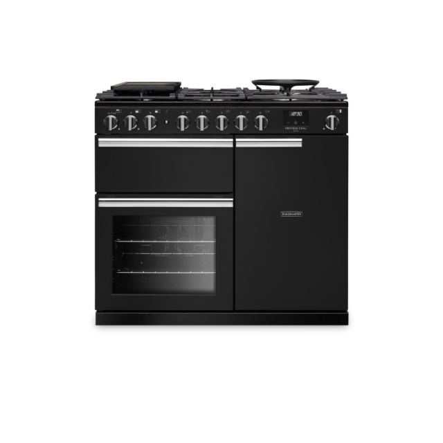 Rangemaster PRDLO110DFPCBL/CM1 - Black 110cm Dual Fuel Range Cooker - 7 Burners - A energy