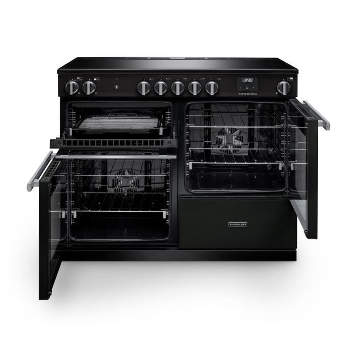 Rangemaster PRO110EIPCBL/CM1 - Black 110cm Induction Range Cooker - 5 Zones - A Energy