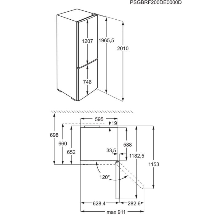 AEG RCB636E2MX - Stainless steel Freestanding Frost Free Fridge Freezer - E energy