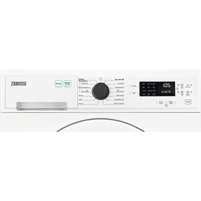 Zanussi ZWD86NB4PW - White 8KG/4KG Washer Dryer - 1600 RPM - E/E energy