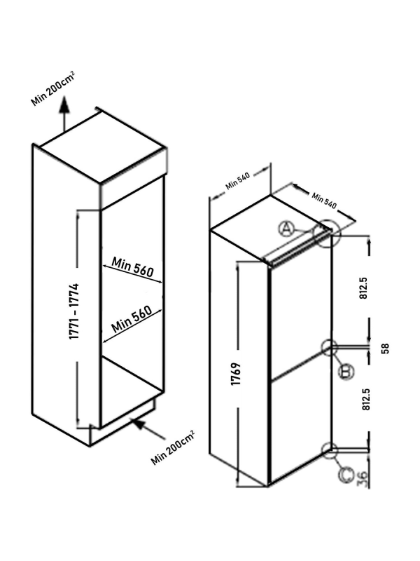 Sia RFI105 - Integrated 50/50 Fridge Freezer - F energy