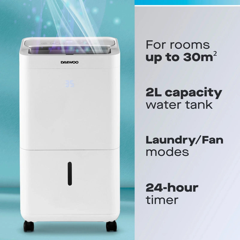 Daewoo COL1671GE - White 16L Dehumidifier with Air Purifier - Display