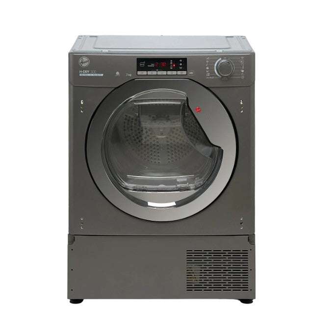 Hoover BATD H7A1TCER-80 - Anthracite & Chrome 7KG Integrated Heat Pump Tumble Dryer - WiFi Connected - A+ Energy Rating