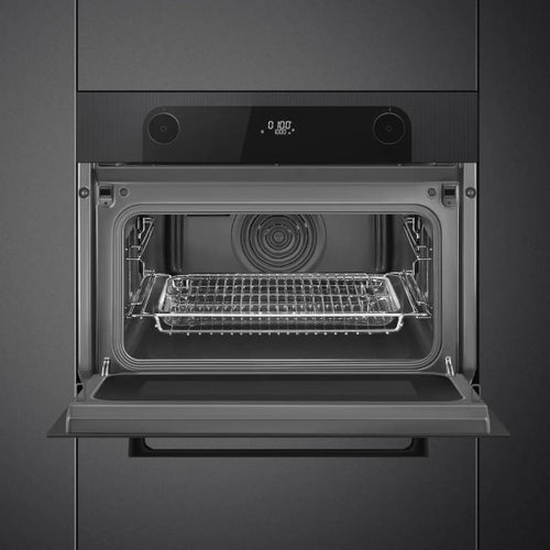 Smeg SF4201MCBI - Black Combination Microwave Oven - 45cm