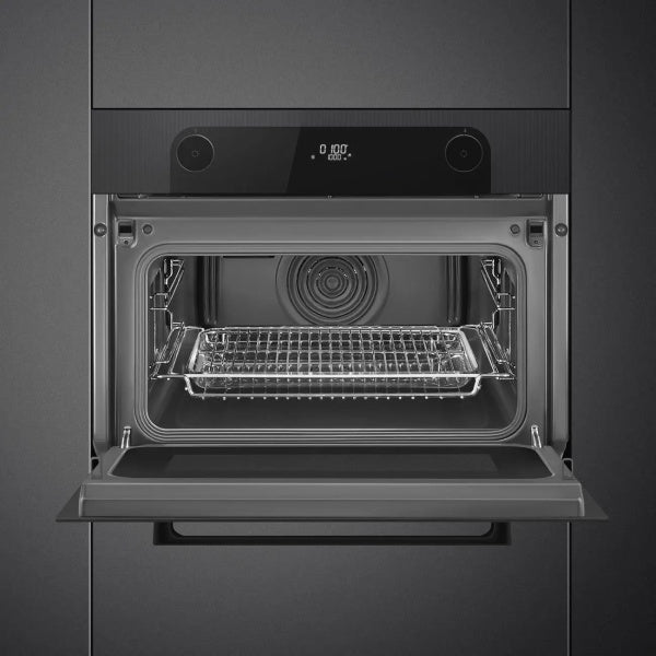 Smeg SF4201MCBI - Black Combination Microwave Oven - 45cm