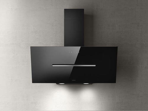 Elica SHY-BLK-90 - Black Glass Chimney Cooker Hood - 90cm - A Energy