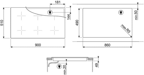Smeg SIM3964MWH - Matte White 90cm Induction Hob - 6 Zones