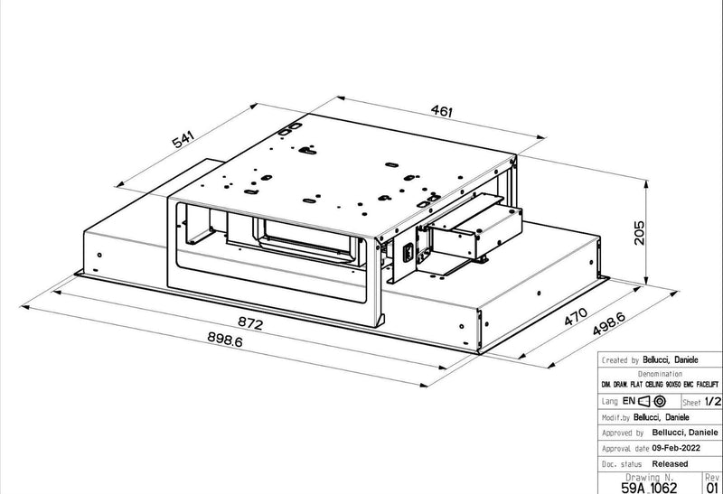 Faber Sky Light WH KL A90 - White Glass / Stainless Steel Ceiling Integrated Extractor - 700 M³/H - A+ Energy Rating