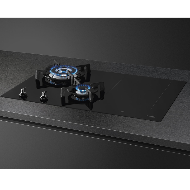 Smeg PM3743D - Black 4 Zone Dual Fuel Hob