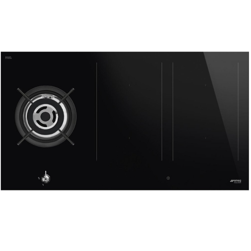 Smeg PM3953D - Black 5 Zone Dual Fuel Hob