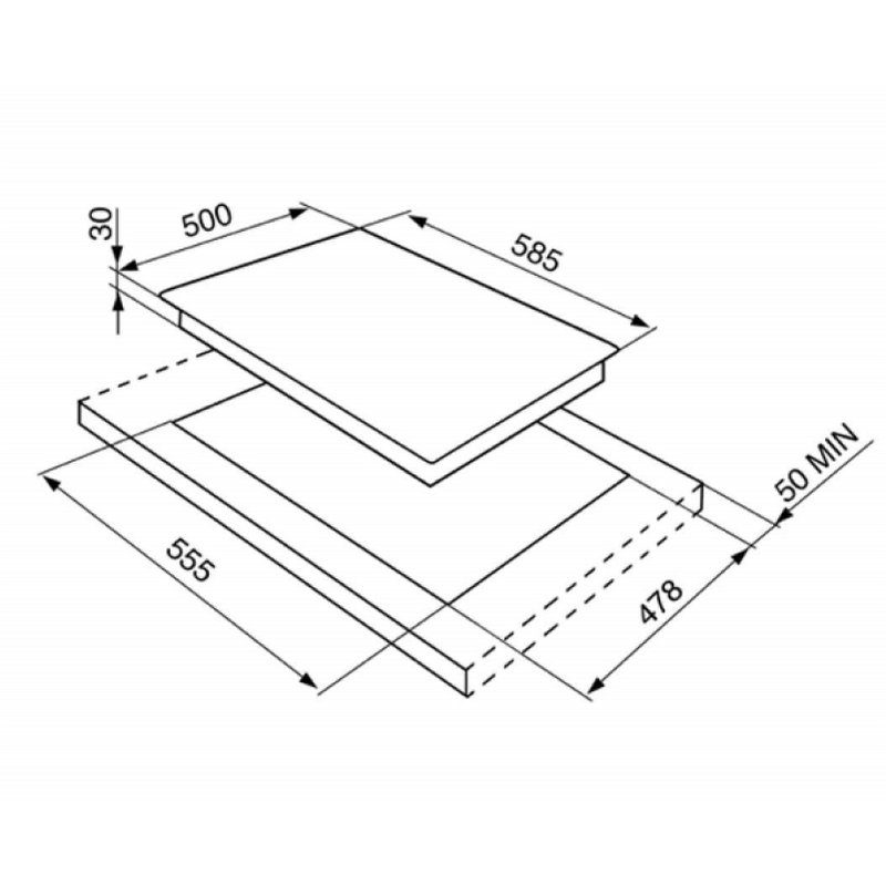 Smeg S64S - Stainless steel 4 Zone Gas Hob