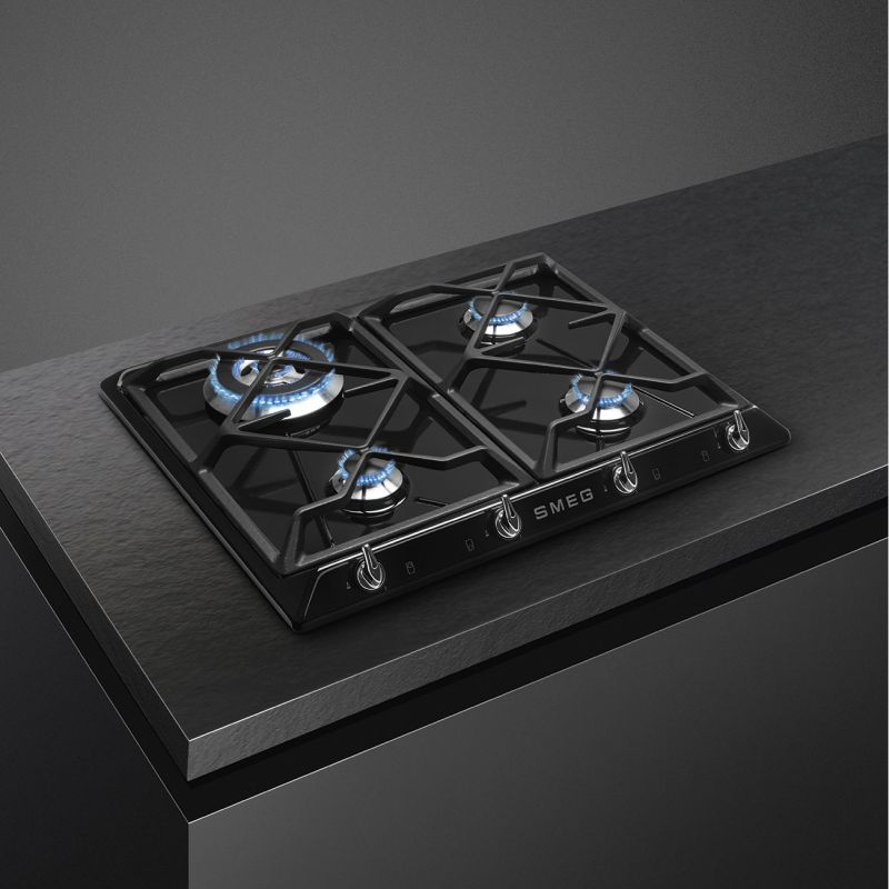 Smeg SR964NGH - Black 4 Zone Gas Hob