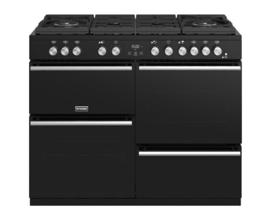 Stoves ST PREC DX S1100DF GTG BK - Black 6 Zone Dual Fuel Cooker - A energy