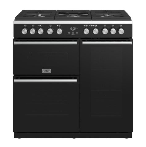 Stoves ST PREC DX S900DF BK - Black 5 Zone Dual Fuel Cooker - A energy