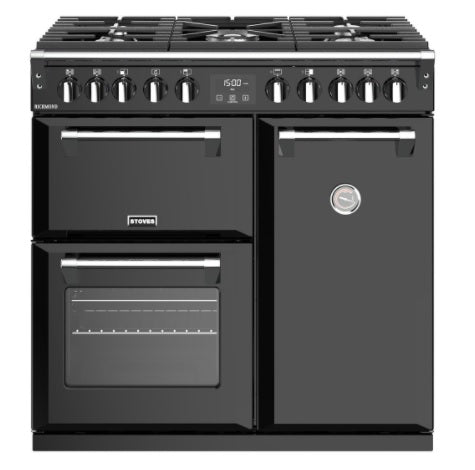 Stoves ST RICH S900DF BK - Black 5 Zone Dual Fuel Cooker - A energy - Display