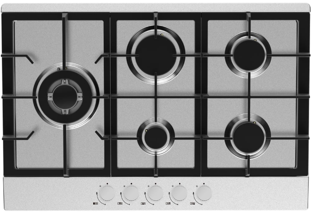 Statesman GH175SS 75cm 5-Zone Gas Hob - Stainlesss Steel Glass