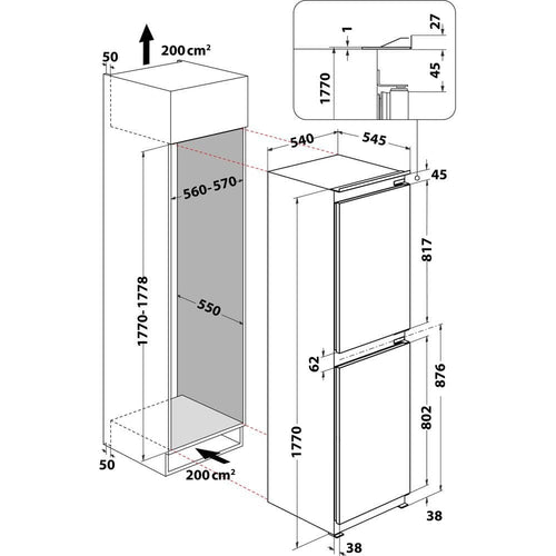 Statesman BIFF15050FF - White 50/50 Frost Free Fridge Freezer - 230L Total Capacity - E Energy Rating