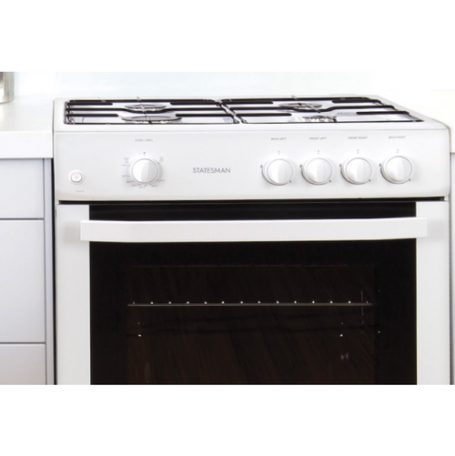 Statesman MAXI60GSF - White 4 Zone Gas Cooker - Manual cleaning - A energy